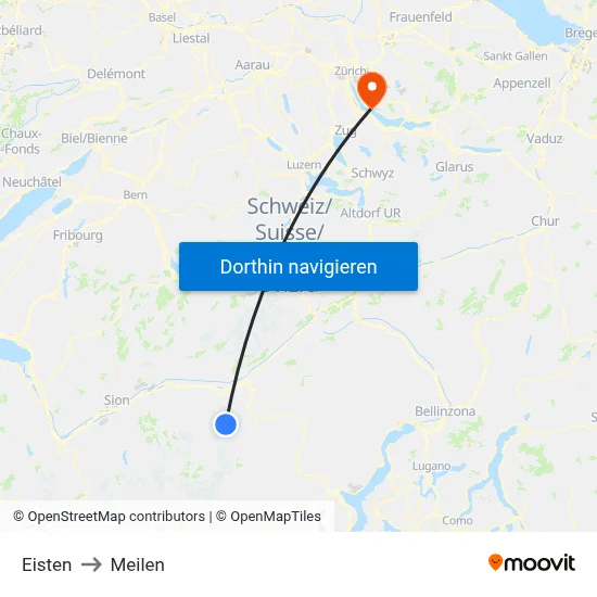 Eisten to Meilen map