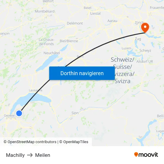 Machilly to Meilen map