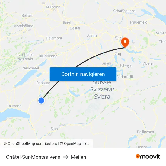 Châtel-Sur-Montsalvens to Meilen map