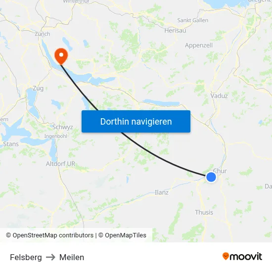 Felsberg to Meilen map