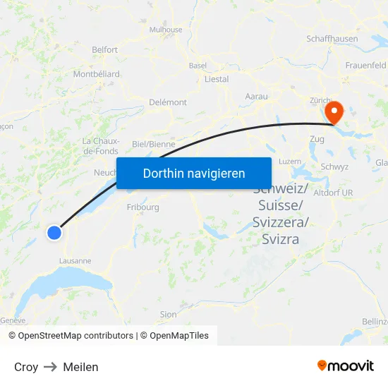 Croy to Meilen map
