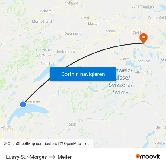 Lussy-Sur-Morges to Meilen map