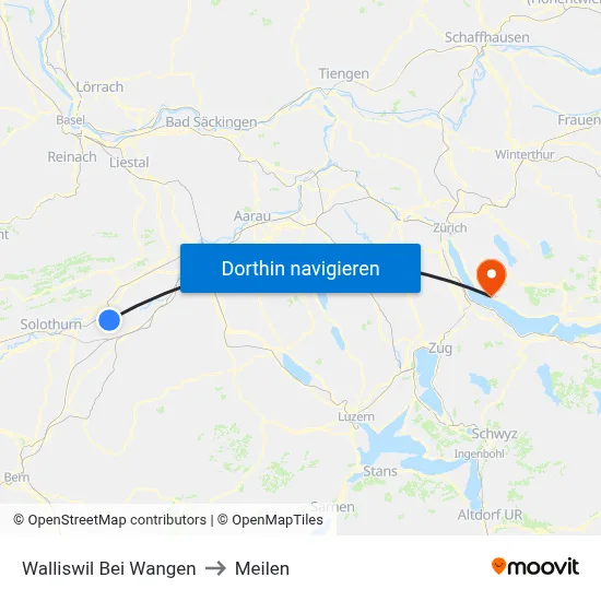 Walliswil Bei Wangen to Meilen map
