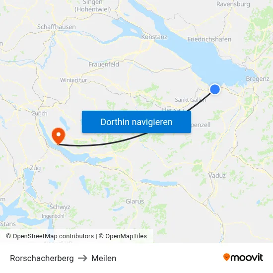 Rorschacherberg to Meilen map