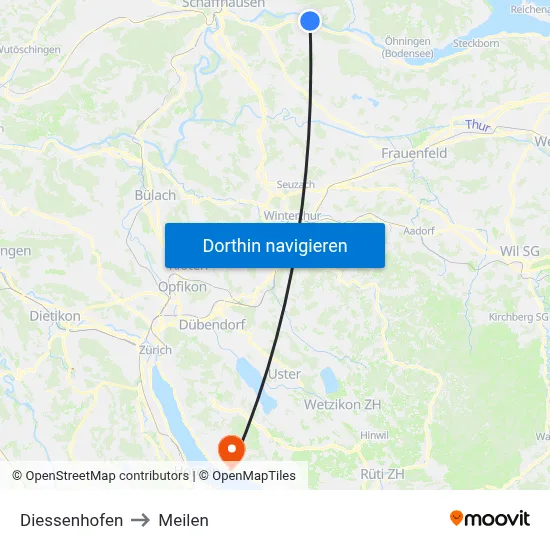 Diessenhofen to Meilen map