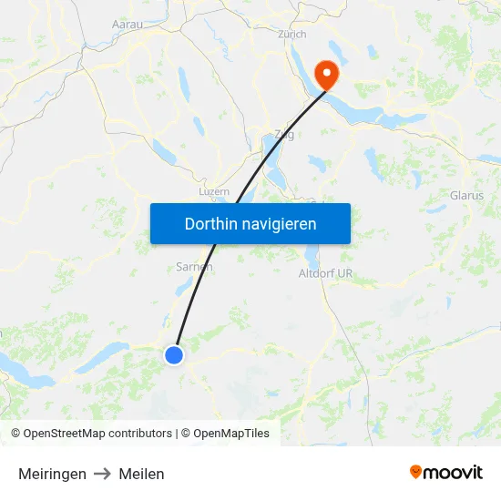 Meiringen to Meilen map