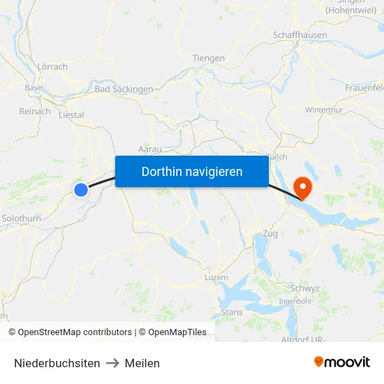 Niederbuchsiten to Meilen map