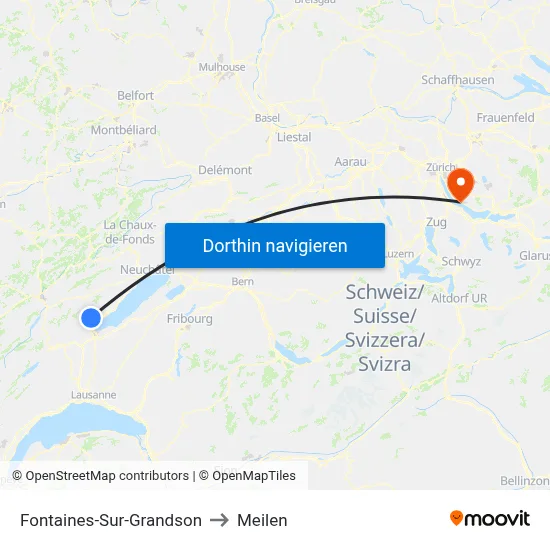 Fontaines-Sur-Grandson to Meilen map