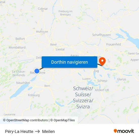 Péry-La Heutte to Meilen map