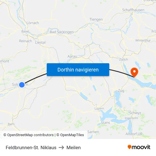 Feldbrunnen-St. Niklaus to Meilen map