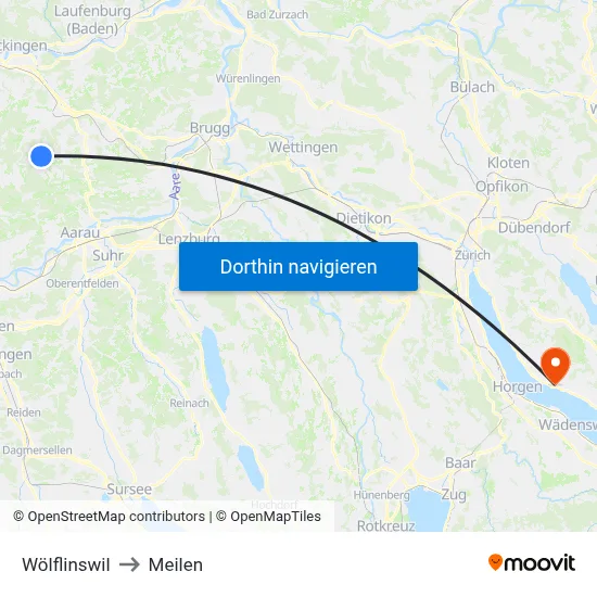 Wölflinswil to Meilen map