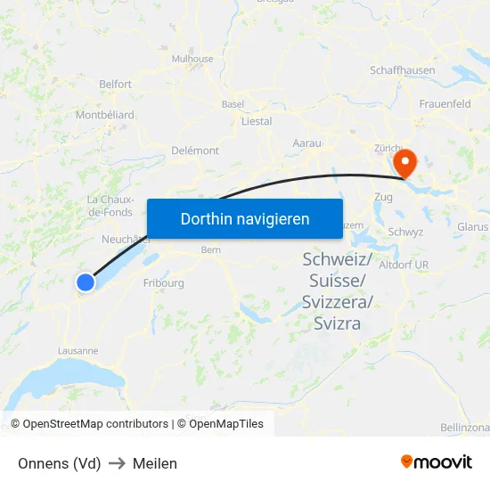 Onnens (Vd) to Meilen map