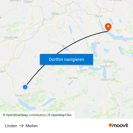Linden to Meilen map