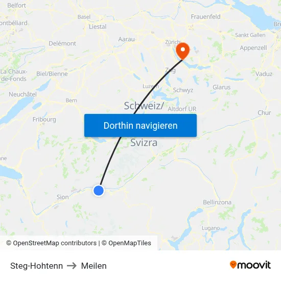 Steg-Hohtenn to Meilen map