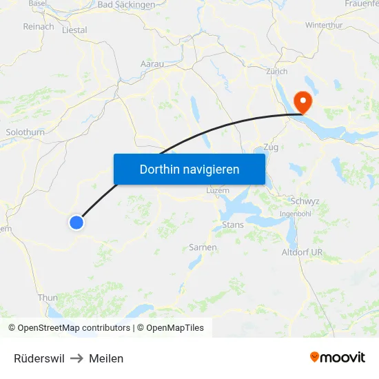 Rüderswil to Meilen map