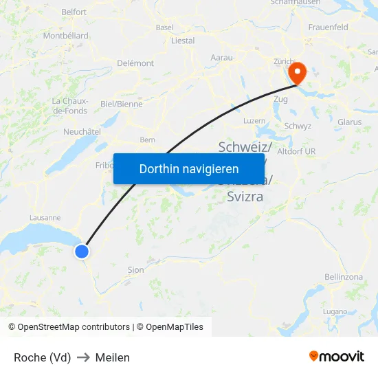 Roche (Vd) to Meilen map