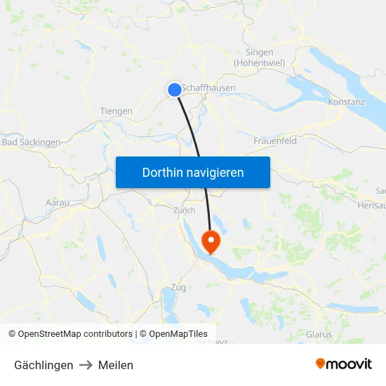 Gächlingen to Meilen map