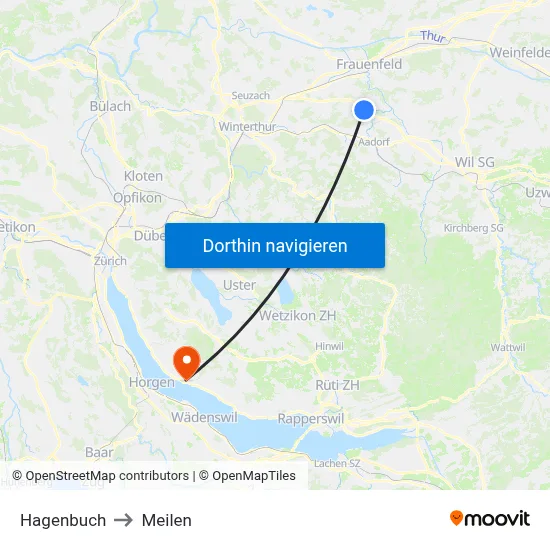 Hagenbuch to Meilen map
