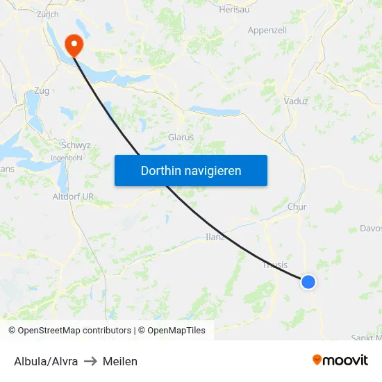 Albula/Alvra to Meilen map