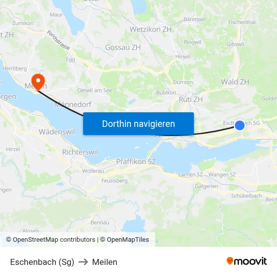 Eschenbach (Sg) to Meilen map