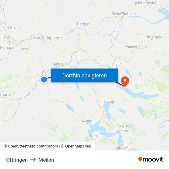 Oftringen to Meilen map