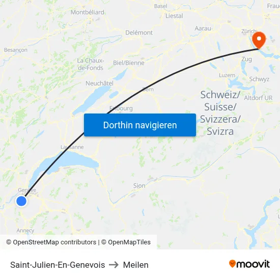 Saint-Julien-En-Genevois to Meilen map