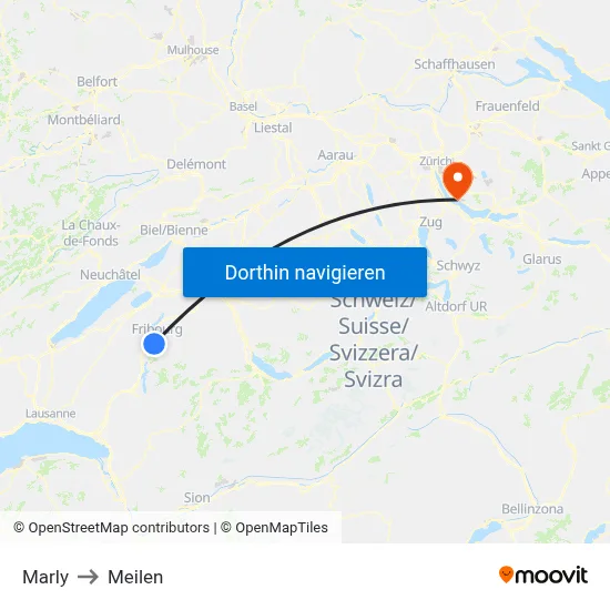 Marly to Meilen map