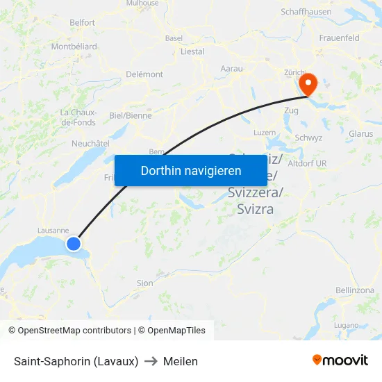 Saint-Saphorin (Lavaux) to Meilen map
