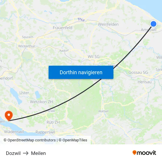 Dozwil to Meilen map