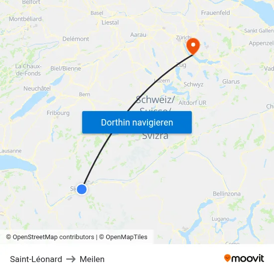 Saint-Léonard to Meilen map