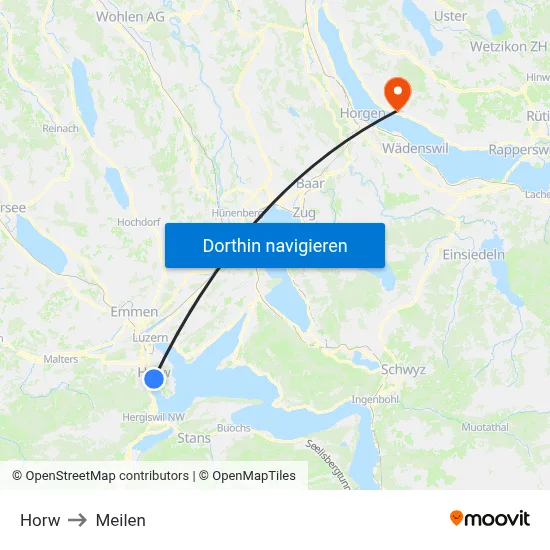 Horw to Meilen map