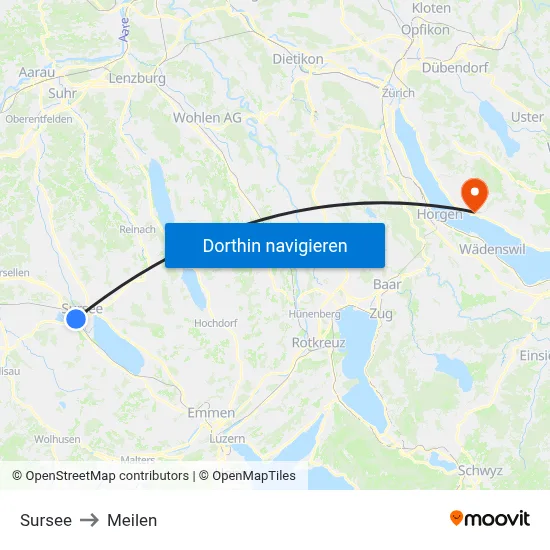 Sursee to Meilen map
