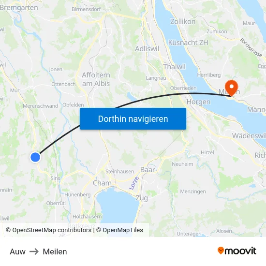 Auw to Meilen map
