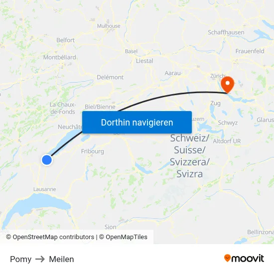 Pomy to Meilen map