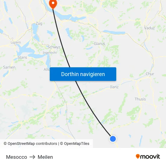 Mesocco to Meilen map