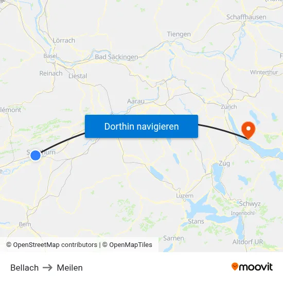 Bellach to Meilen map