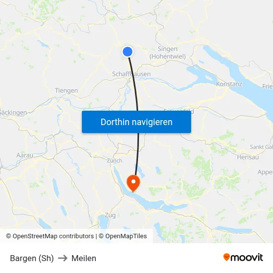 Bargen (Sh) to Meilen map