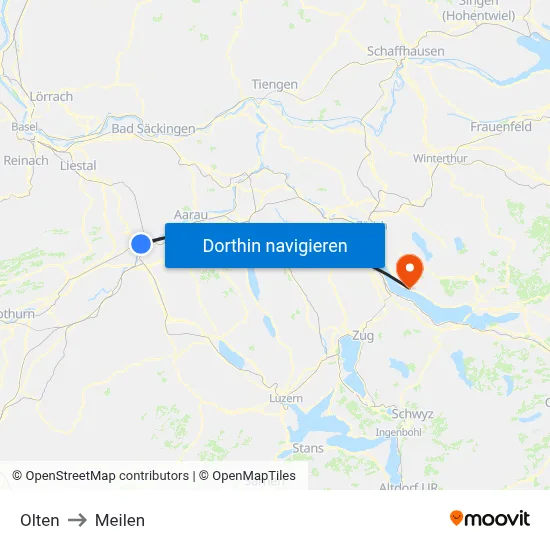 Olten to Meilen map
