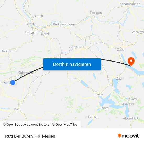 Rüti Bei Büren to Meilen map
