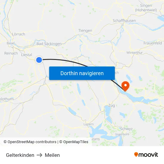 Gelterkinden to Meilen map