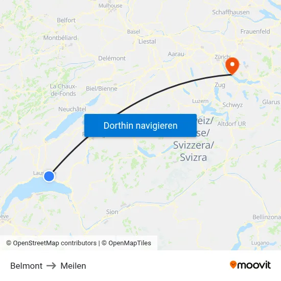 Belmont to Meilen map
