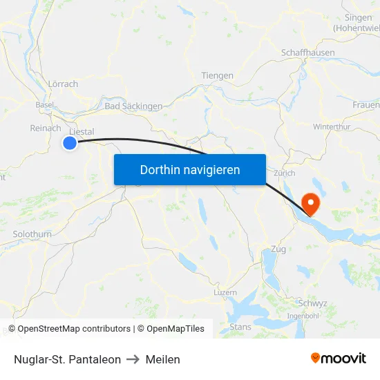 Nuglar-St. Pantaleon to Meilen map