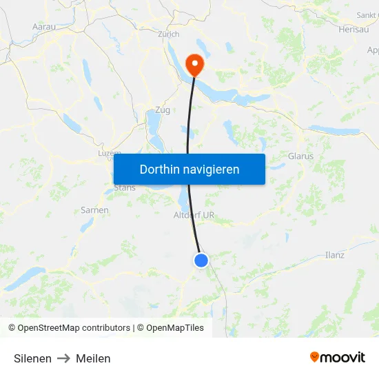 Silenen to Meilen map