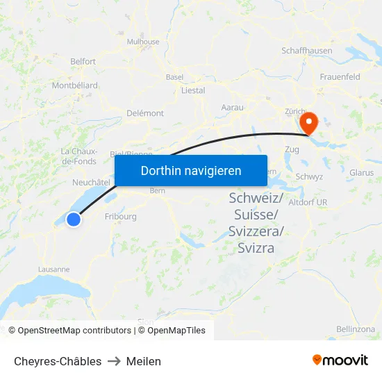 Cheyres-Châbles to Meilen map