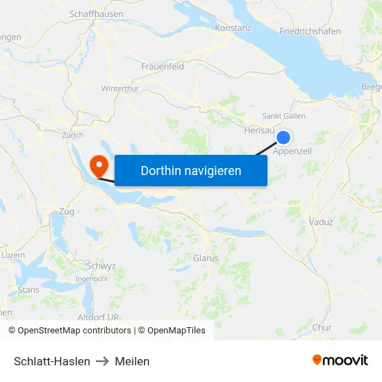 Schlatt-Haslen to Meilen map