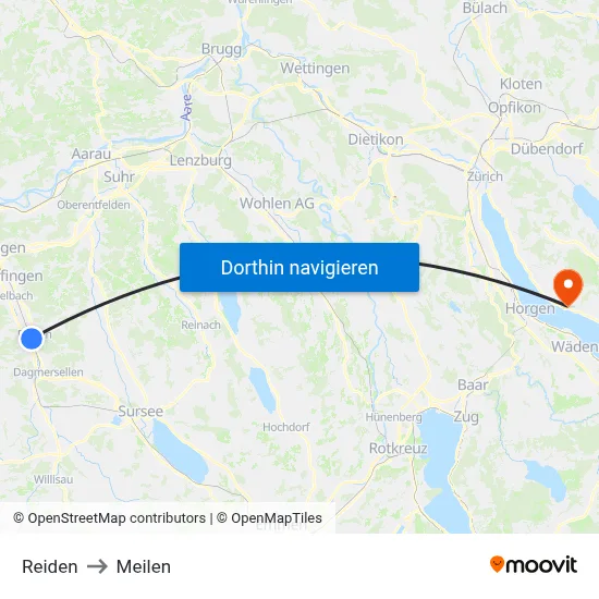 Reiden to Meilen map