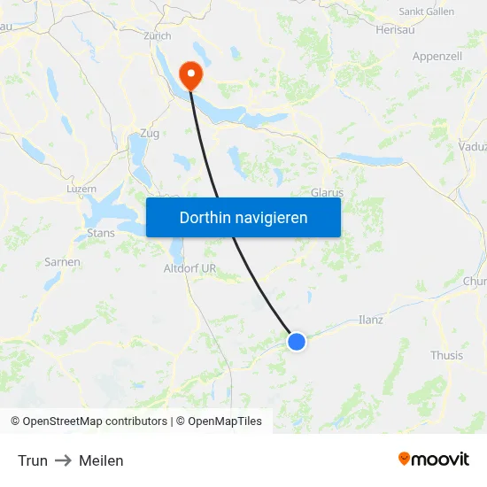 Trun to Meilen map