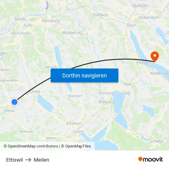 Ettiswil to Meilen map