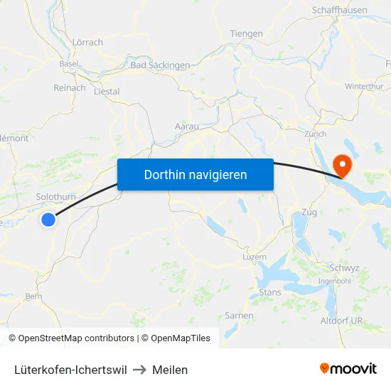 Lüterkofen-Ichertswil to Meilen map