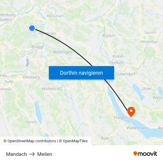 Mandach to Meilen map